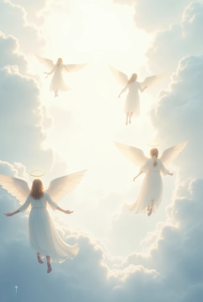 Generate a banner with a white sky with angels