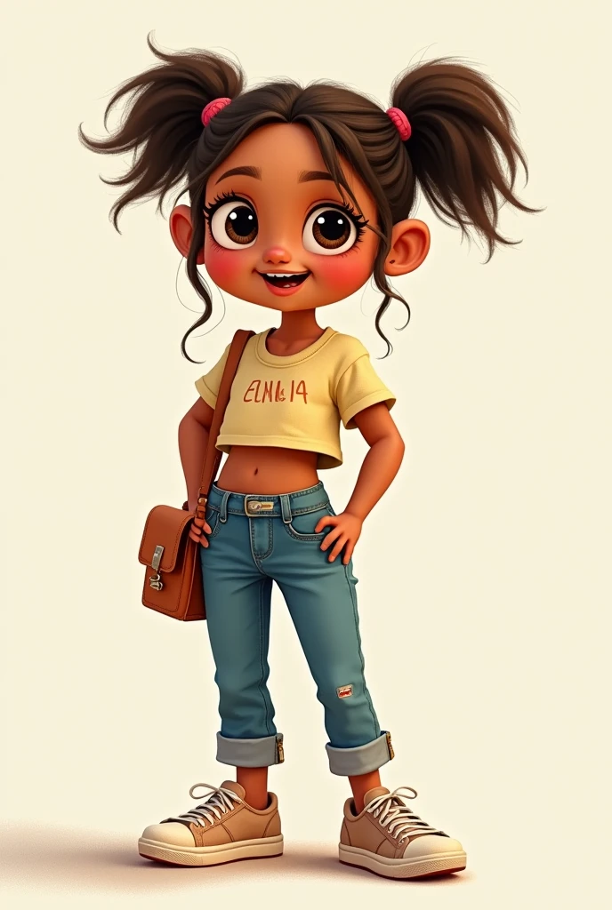 Character Emília from Sítio do Pica Pau Amarelo with current-day clothes, cropped and others