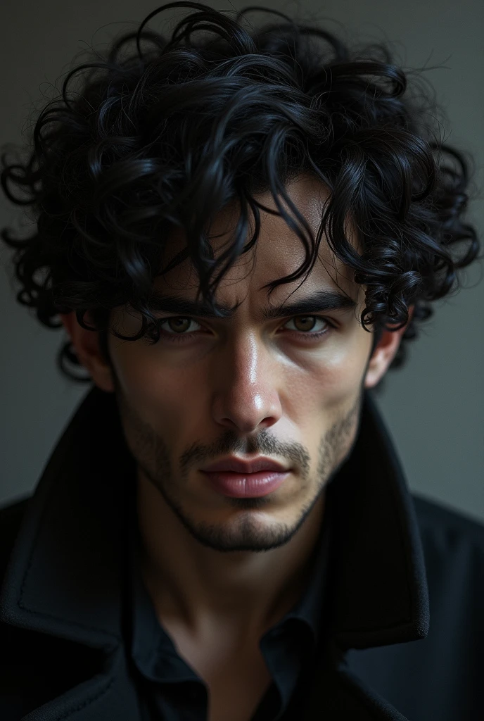dark haired man with curly hair