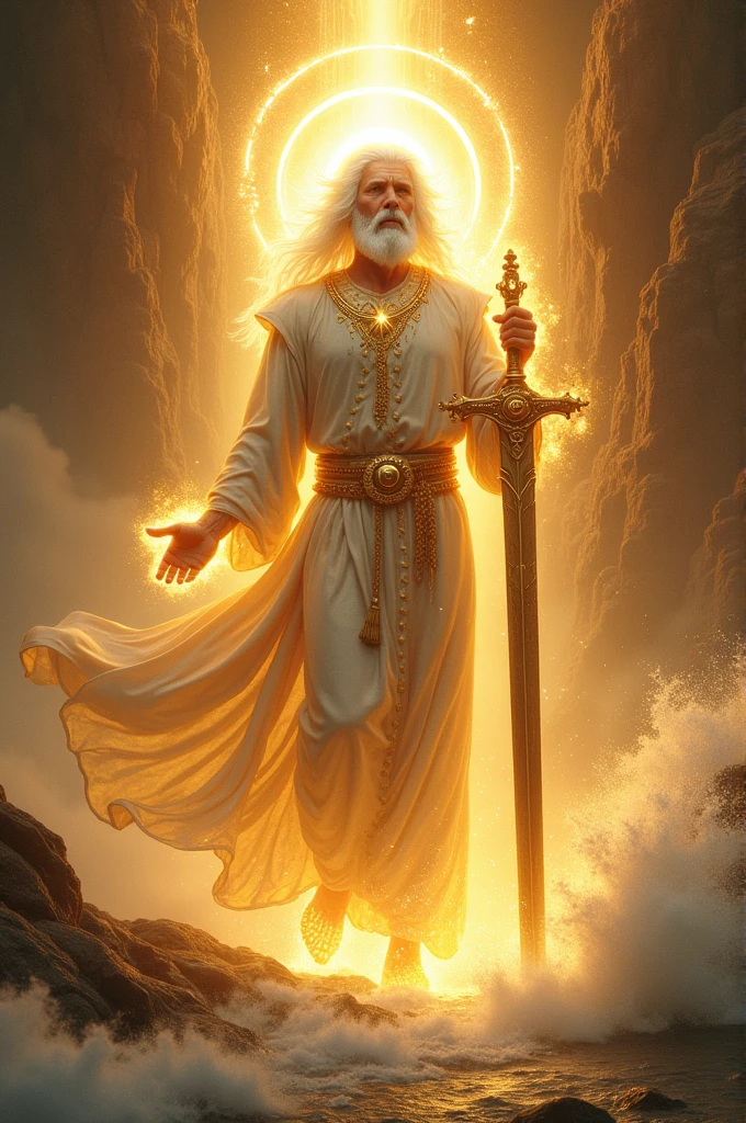 And his head and his hairs were white like white wool., like snow, and his eyes like a flame of fire; and his feet, similar to shining brass, as if they had been refined in a furnace, and his voice as the voice of many waters. And he had seven stars in his right hand; and out of his mouth came a sharp two-edged sword; and his face was like the sun, when in its strength it shines.”