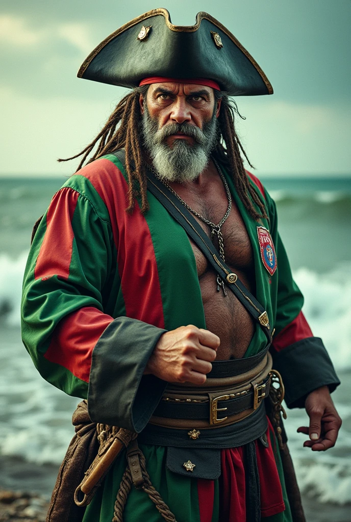 a pirate man wearing a Fluminense Football Club shirt