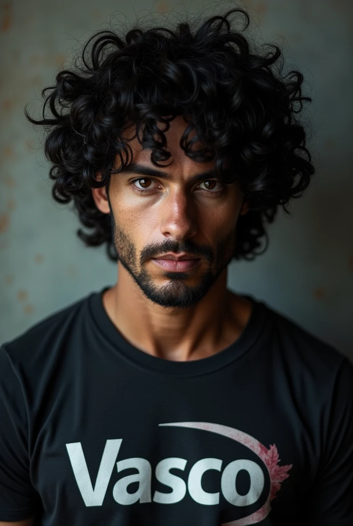 dark-haired man with big curly hair wearing a Vasco shirt