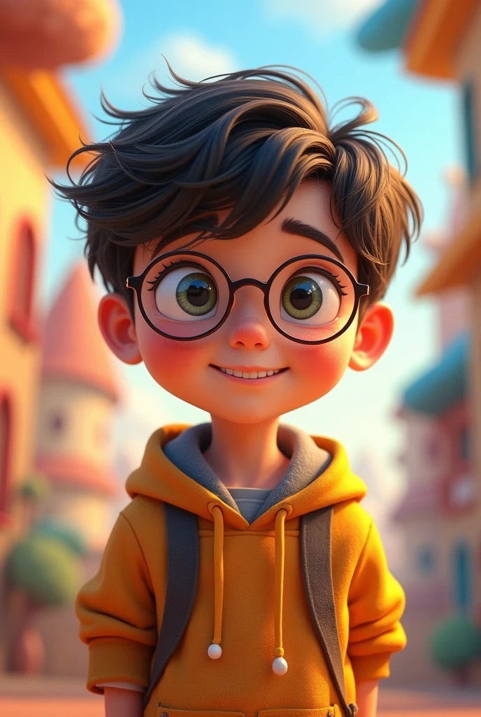Animated boy with glasses