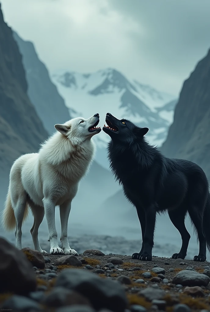 White and black wolves Cadal