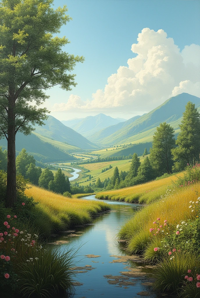 A landscape painting, 真实感
