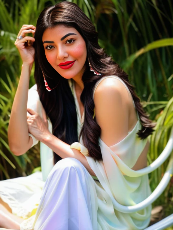 An Indian beautiful woman with fair skin, a long face, big red lips, attractive eyes, her lips glowing with pink lipstick, large round breasts, milk flowing from her nipples, sitting with her legs spread wide apart, completely naked, living with water in her surroundings, having an Asian complexion with smooth white skin, long black hair, a naked body, a dark forest background, with a long penis covered with pubic hair, and wearing a sensual smile. She is a beautiful woman with large nostrils, who waits patiently due to karma, gazing lustfully, having a large and round backside, with an organ that releases a large amount of sperm, and is between the ages of thirty-five and forty. It is mentioned that the woman's genitalia is attractive.
, Two beautiful Indian women, both biting their lips, are lesbians. Three women are engaged in sexual activity, and the women have long penises. The two women have oil applied all over their bodies, the most nsfw terms here , Ultra hd, 16k,