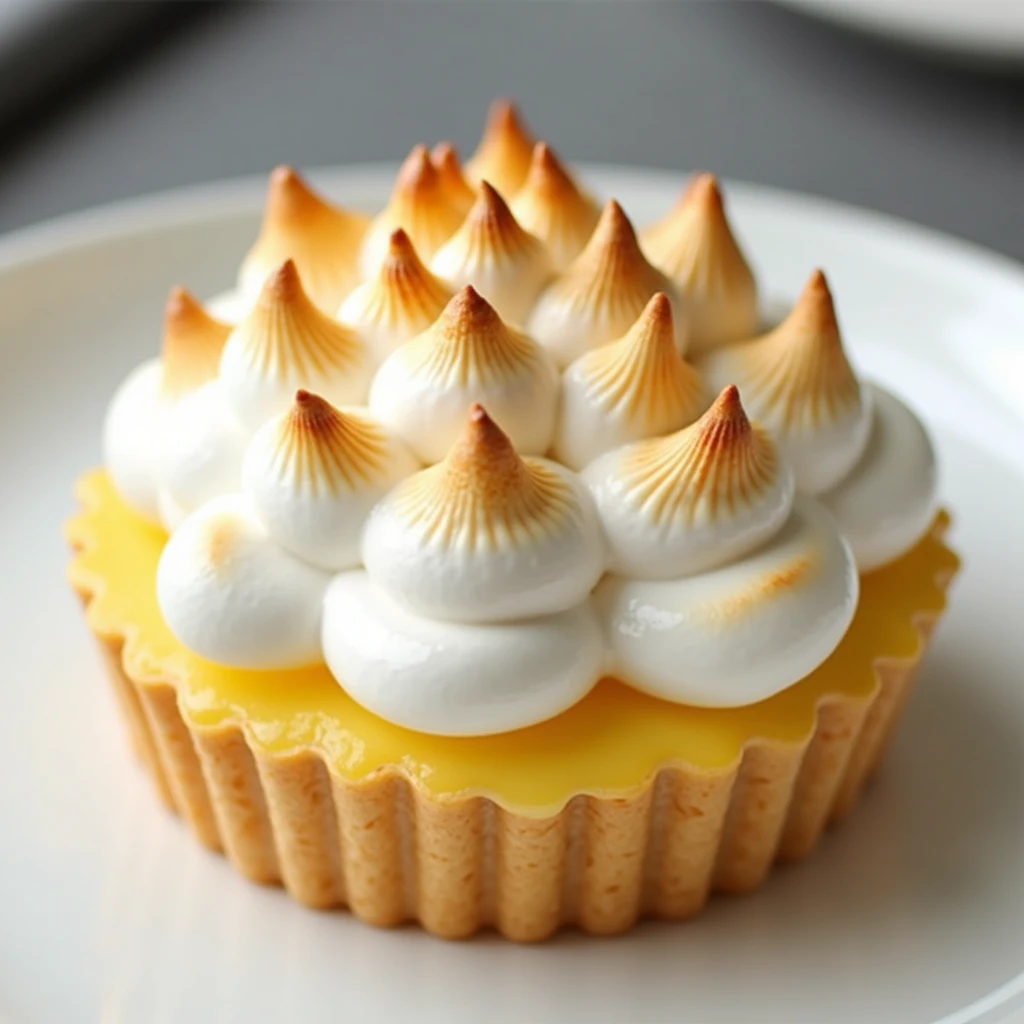 Lemon Tart with Marshmallow Meringue: Lemon tart with a crunchy base, filled with lemon cream and a light meringue like clouds, caramelized on the outside.