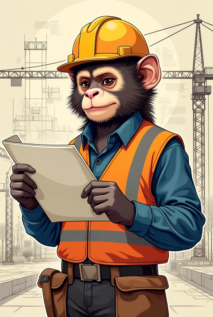 CIVIL ENGINEER CAPUCHIN MONKEY (FOR A COMPANY LOGO)