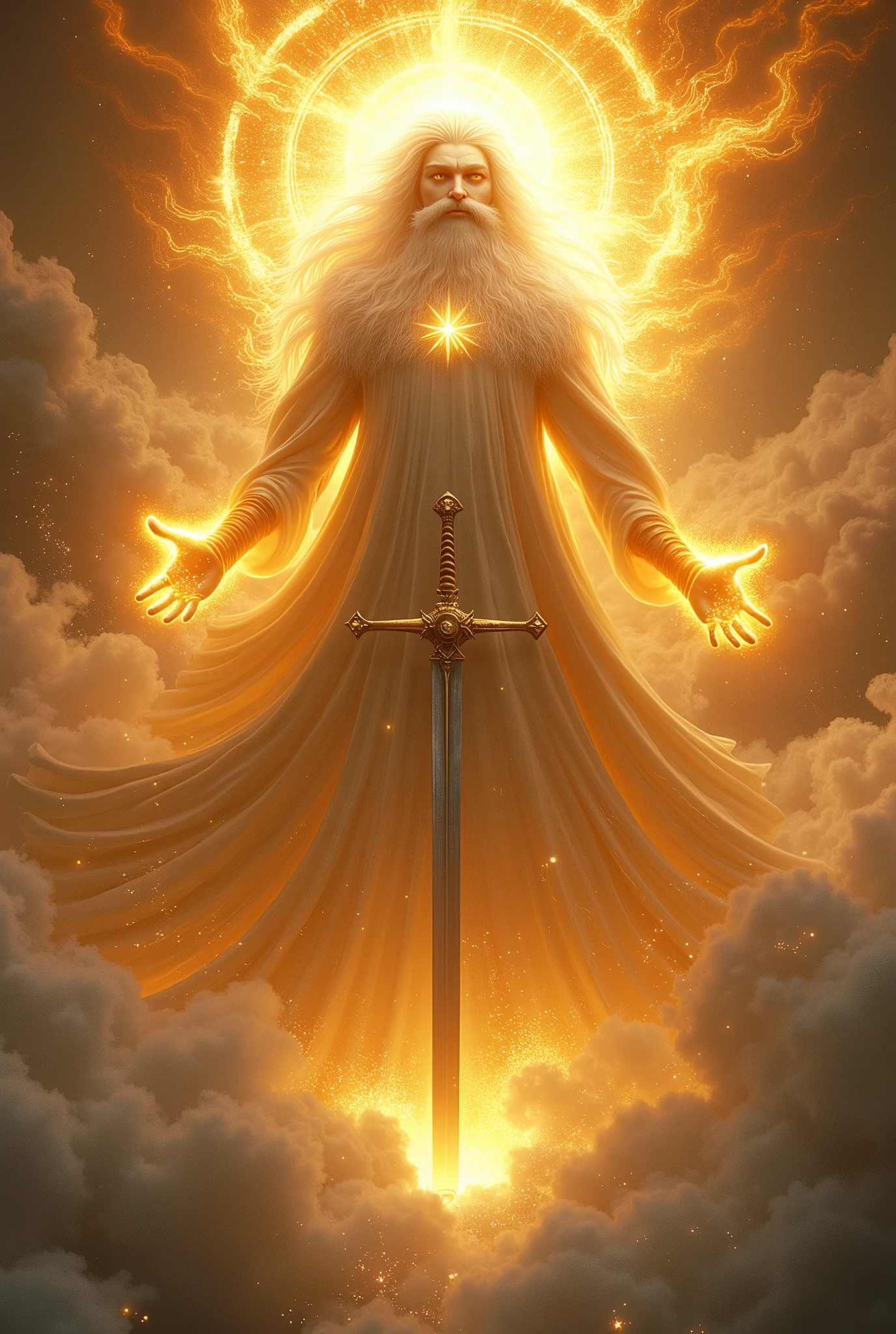 And his head and his hairs were white like white wool., like snow, and his eyes like a flame of fire; and his feet, similar to shining brass, as if they had been refined in a furnace, and his voice as the voice of many waters. And he had seven stars in his right hand; and out of his mouth came a sharp two-edged sword; and his face was like the sun, when in its strength it shines.”