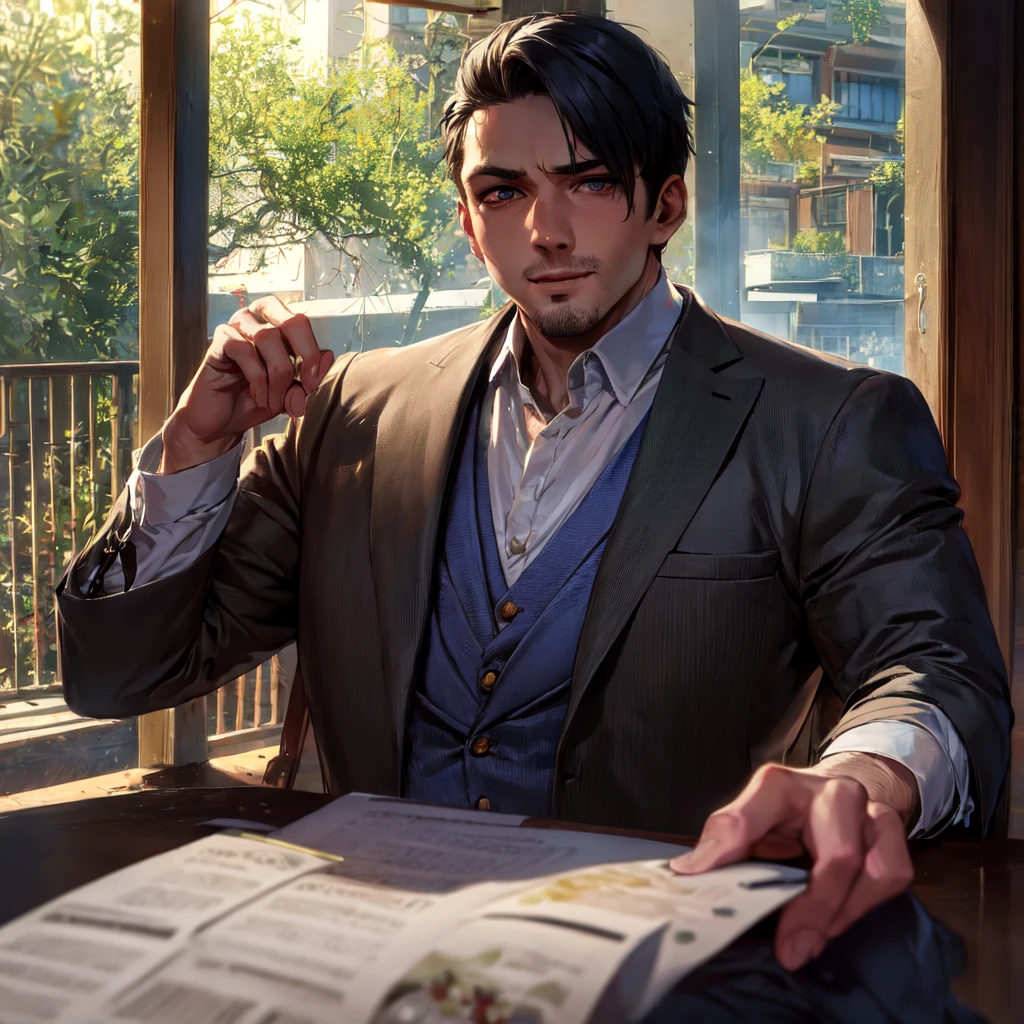 masterpiece, Best quality, masterpiece, Best quality, masterpiece, Best quality, masterpiece, Best quality, high quality, detail_skin, Beatifull_hair, detail_hair, Beatifull_hands, hands_detail, High detail, Ultra detail, HD, 4k, 4280x2240, depth field, (HDR:1.9), Correct anatomy, a masculine boy with short hair black hair abundant brown eyes with full wedding suit from groom to gentleman's suit and Palto flu pants and smiles, detail, ultra-detail, correct_position, correct_texture, correct_colors, correct_shading, correct_cgi, correct_body, correct_anatomy, correct_proportion, (correct_complete_body), source_anime,score_6_up,score_7_up,score_8_up,score_9, (Beautiful eyes), (detail_eyes), Detailedface, artist(ReDrop), Romántica style sleve, EasyNegative_pt , beatifull_detail,