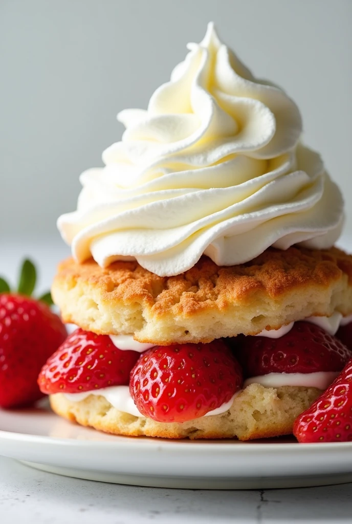 Shortcake strawberry Whipped cream photograph