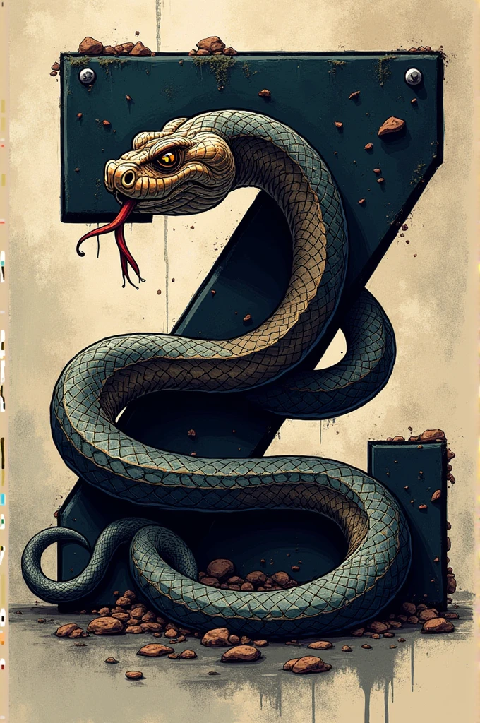 I want a cholo style drawing with a snake coiled around the letter z