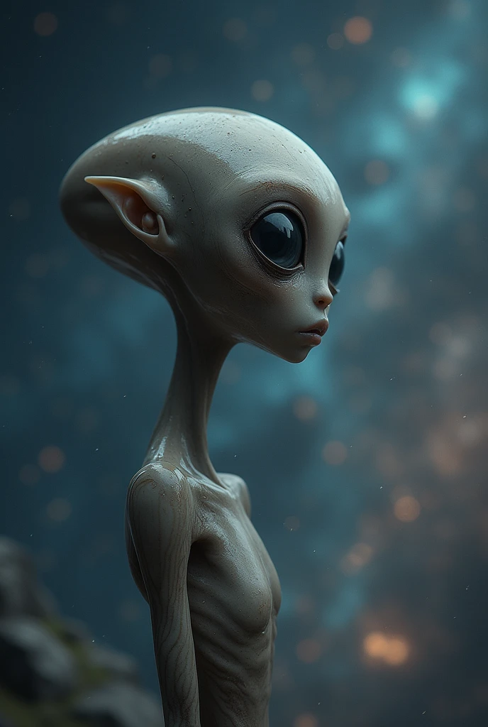 Generate a photo of an ET looking at space in profile picture style