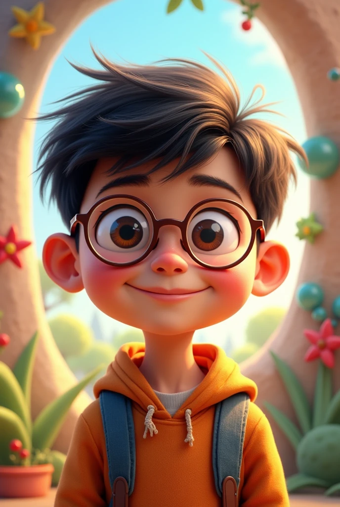 Animated boy with glasses
