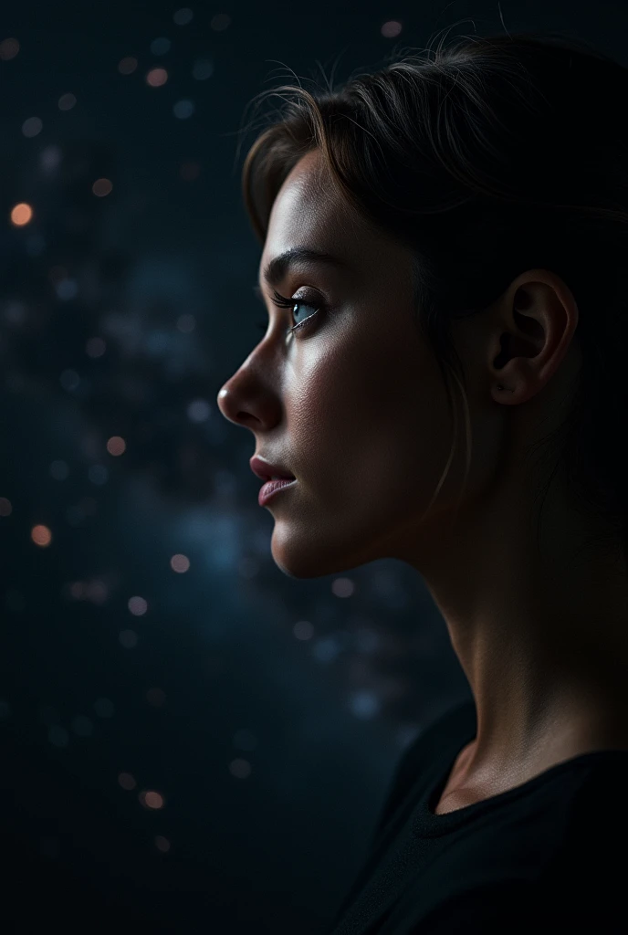 Generate a photo of a person looking at space in a profile picture style
