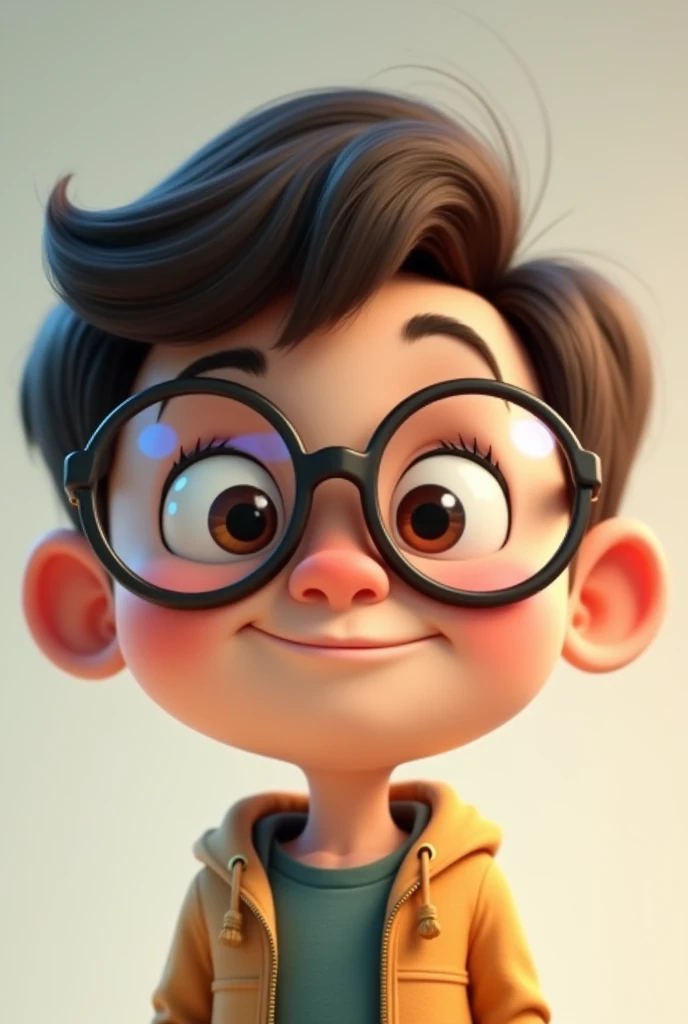 Animated boy with full-length glasses