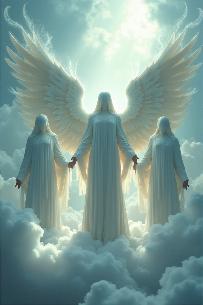 Make a 680x240 banner with faceless angels angel man