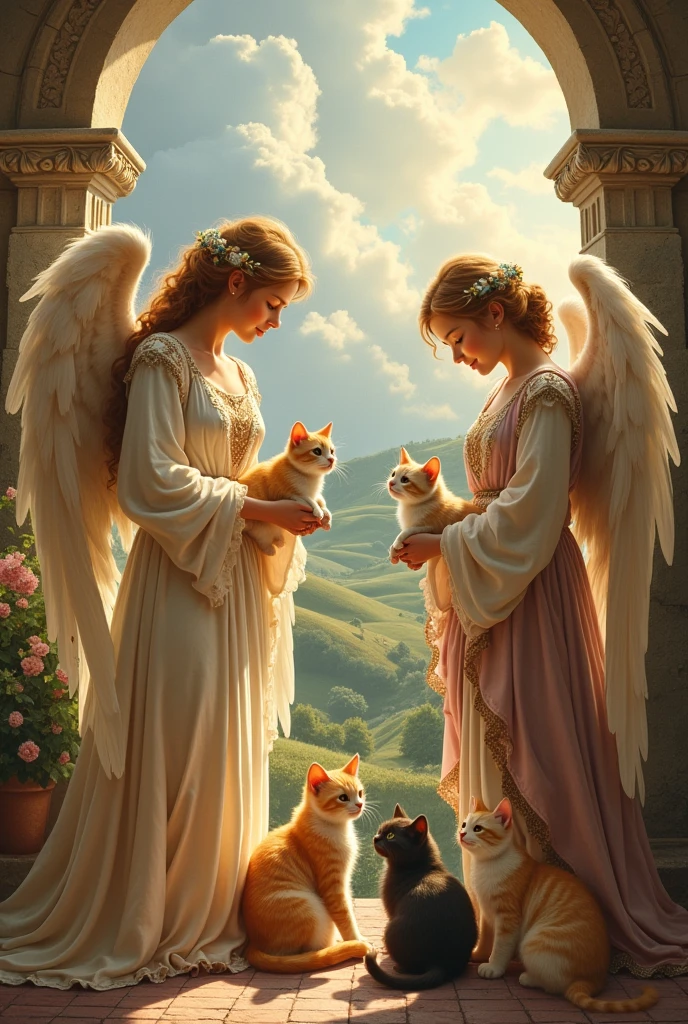 Renaissance angels and cute cats