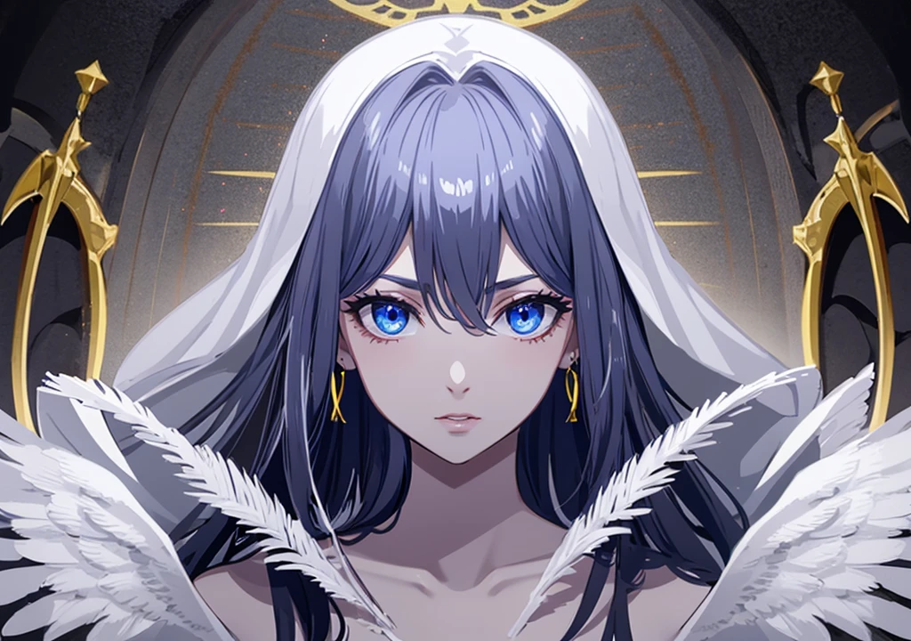 8K Wallpaper, masterpiece, movie lighting, Best Quality, illustration, dramatic angle, ((Color: 1.1)), ((Colorear el cabello interior: 1.4)), 1 girl, Alone, by the wide, Water, blue eyes, black glasses, choker, Chapped lips, white choker, liquid hair, black fur, hits, on one side, side, Upper part of the body, simple background, Gray background, bare shoulders, portrait, Looking at the audience, White dress, hair between the eyes, White background, earrings,