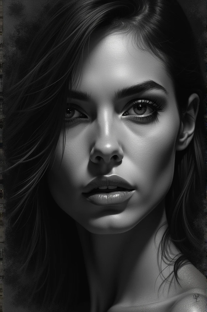 Draw captivating sensual and even evil face of a woman (realistic drawing)