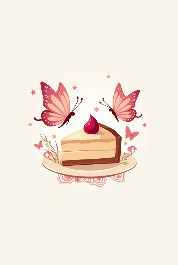 Make a logo for a dessert shop using pastel colors, that has butterflies and a dessert underneath and the name of the store is JSJ cheesecake