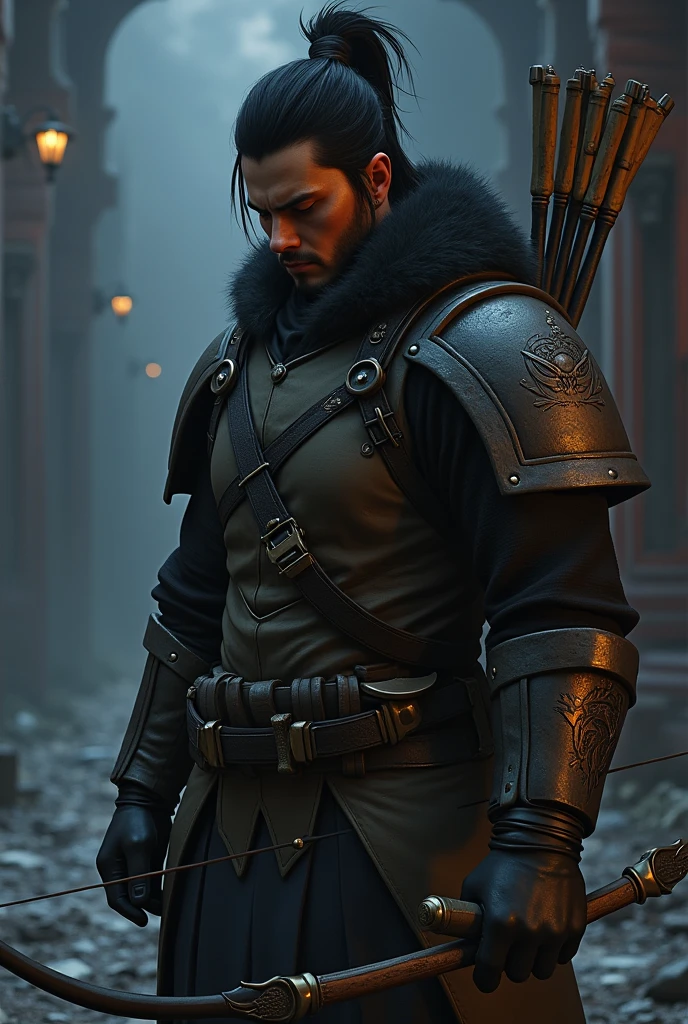 Create for me an image of the sad Hanzo character from Overwatch 2 more in the style of Overwatch