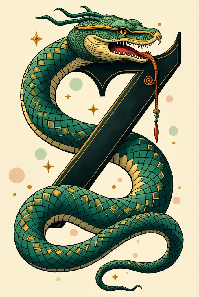 I want a drawing of a snake coiled around the letter z