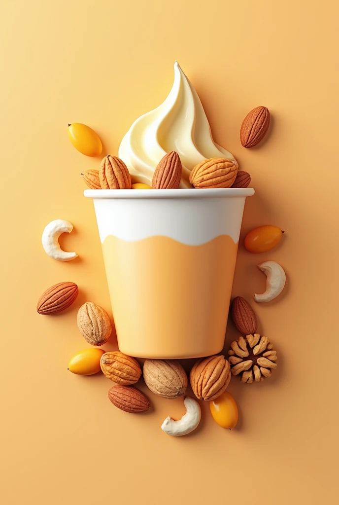 a logo of A nutritious yogurt, with protein and nuts
