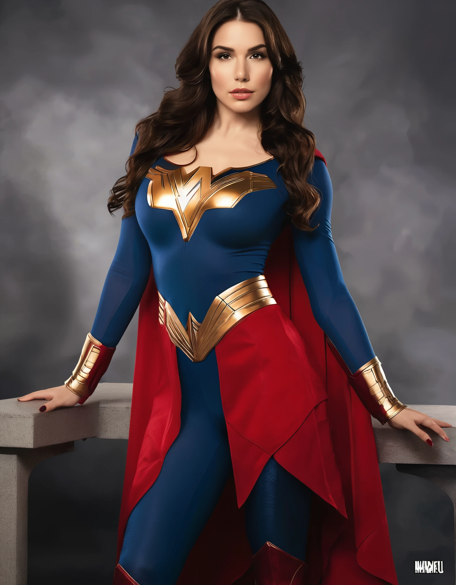 professional portrait photo of Grccrlncrry woman, looking at the camera, Revealing Busty outfit with cleavage and skin tight costume. Curvaceous figure, large breasts, voluptuous, sexy, sexy pose, perfect ass, perfect tits. Showing cleavage, highly detailed, skin texture, cosplaying as Mary Marvel of the DC universe of comics.
