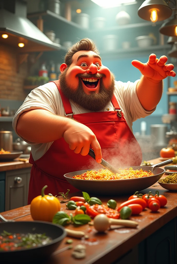 Can you create an image for me that has as a title: "THE FAT GUY OF FLAVOR IS ACTIVE"