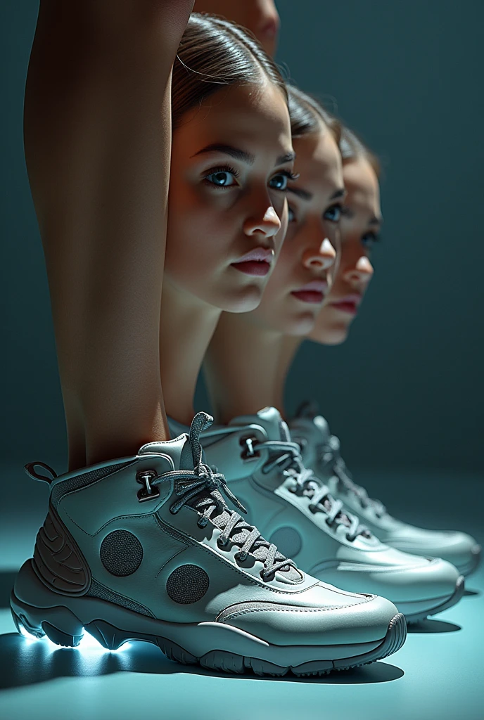 As each term/word is said, the camera changes, alternating between confident faces and close-ups of futuristic shoes that are different from what is known about footwear. 


