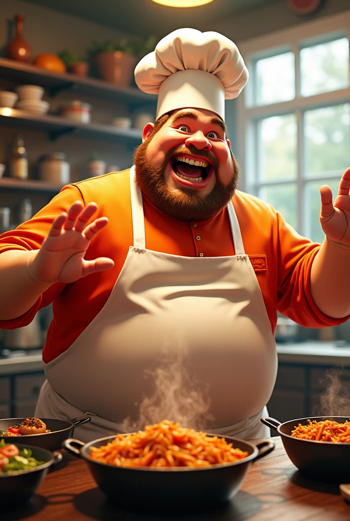 Can you create an image for me that has as a title: "THE FAT GUY OF FLAVOR IS ACTIVE"