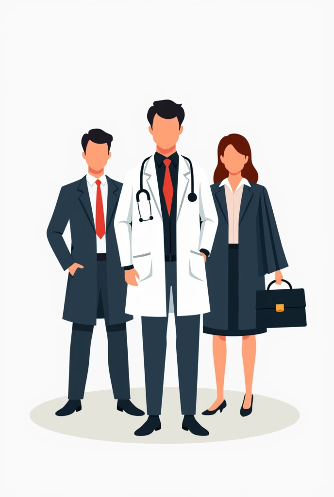 Create icon for groups of 3 people, only use 4 colors, add doctors, graduates, lawyers.