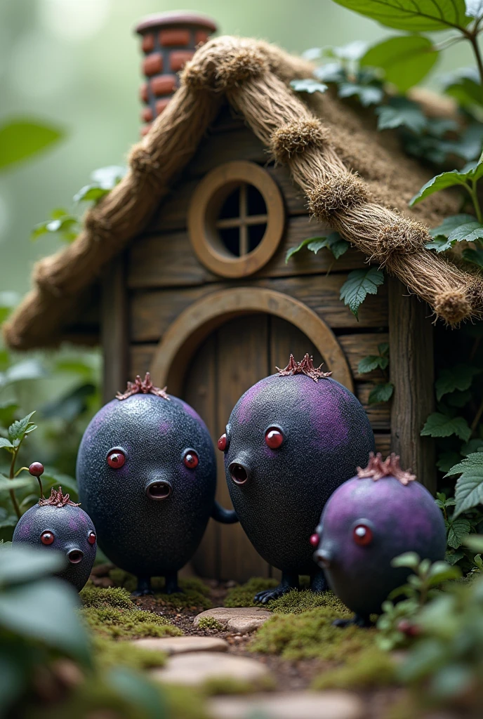 blackberry fruit knocking on the door of a little house