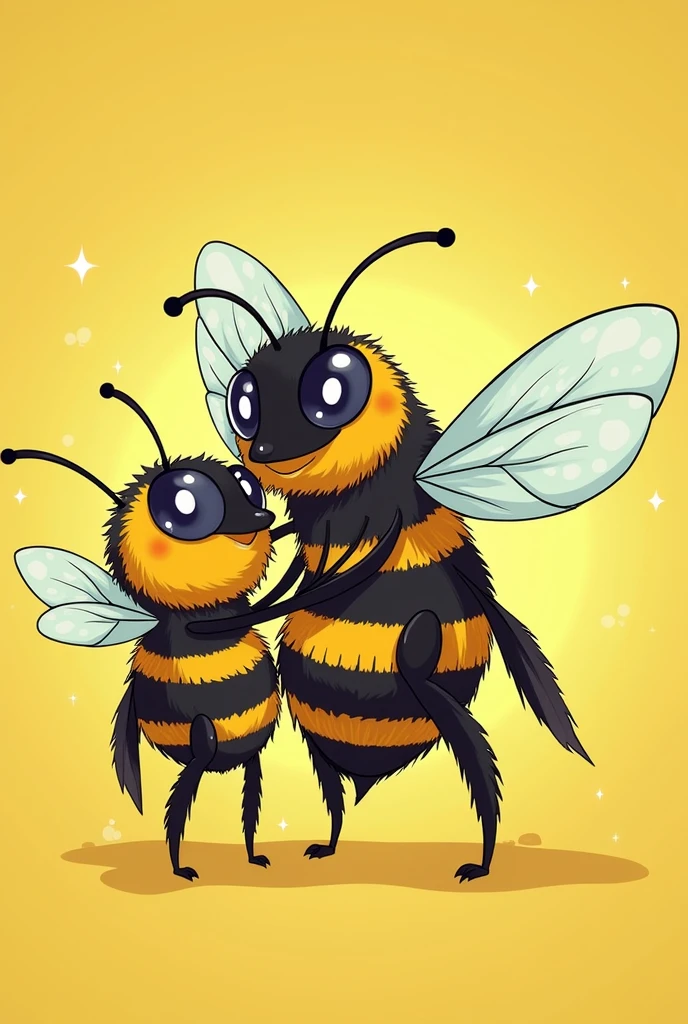 two friendly bees