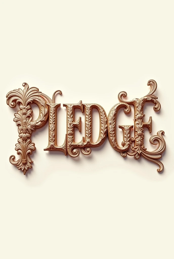 Logo with the word pledge in letters that represent elegance and extravagant clothing style