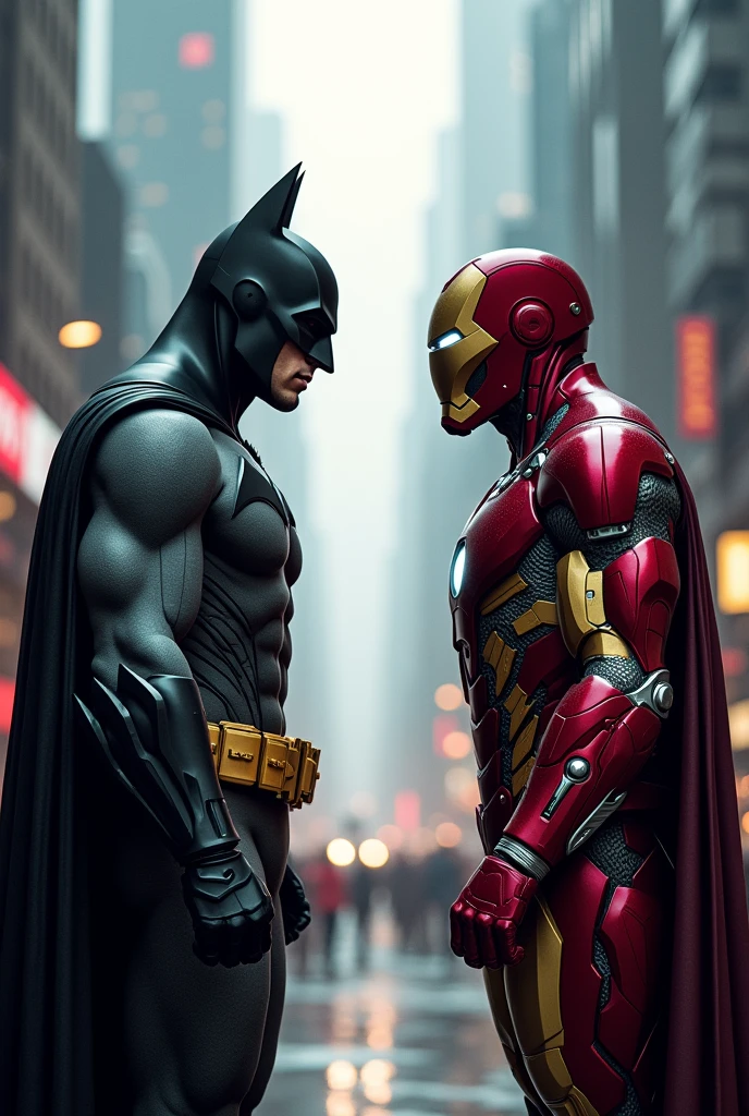 Batman facing Iron Man