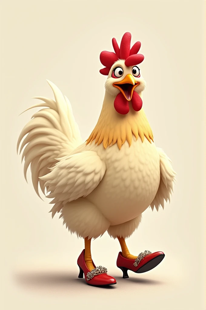 A chicken wearing fancy shoes