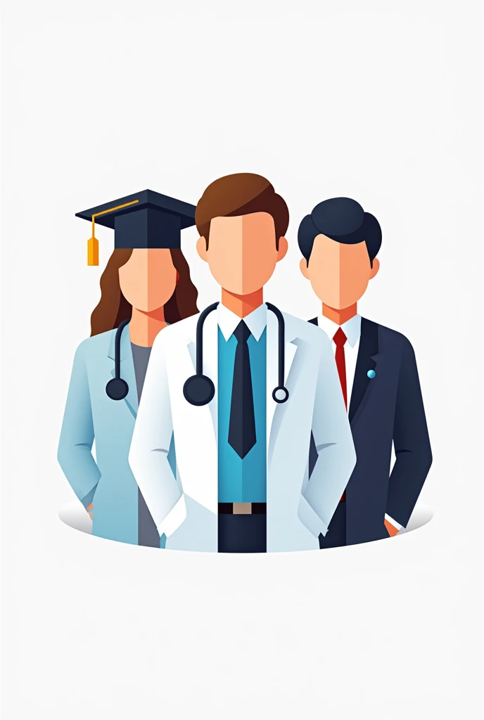 Create icon for groups of 3 people, only use 4 colors, add doctors, graduates, lawyers.