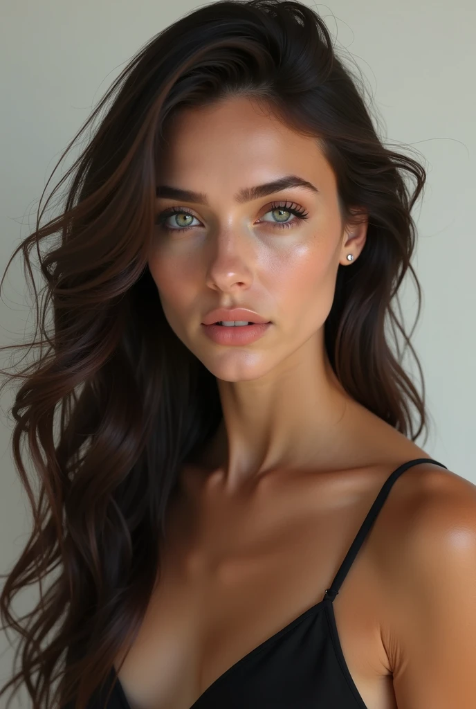 (photoréalisme:1.2) Describe a young woman aged 18, with a strong personality and possessing the following physical characteristics : long hair and beautiful physique. De plus, She is of French origin. Describe her appearance in detail.