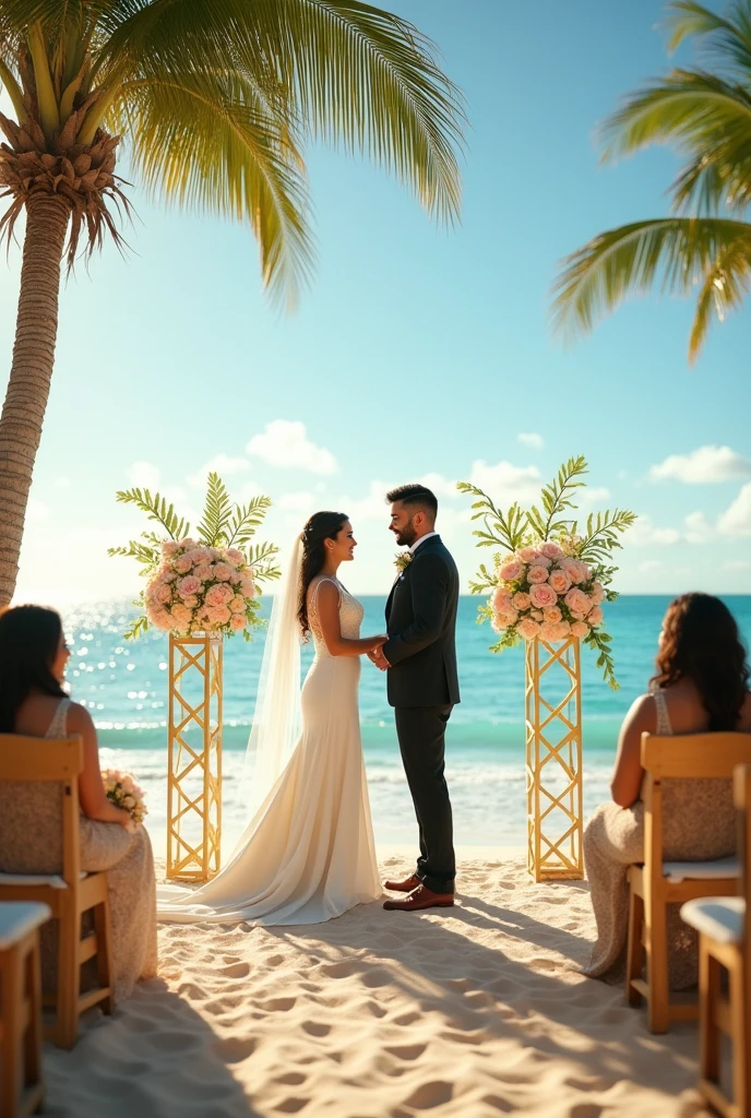 Brazilian couple beach wedding 18k