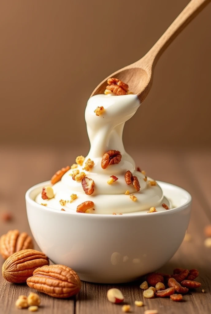 a slogan for A nutritious yogurt, with protein and nuts