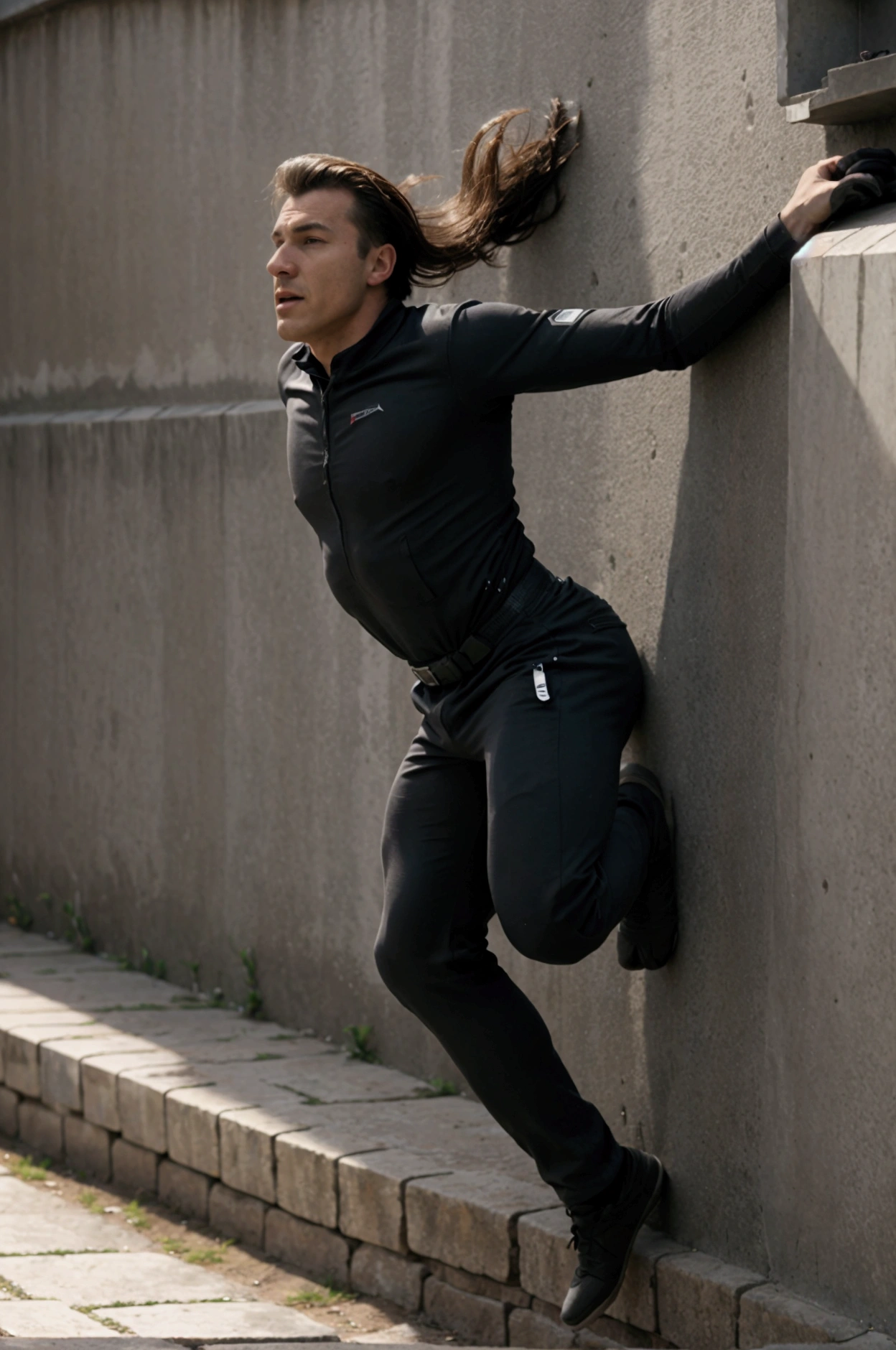 Man jumping over the wall