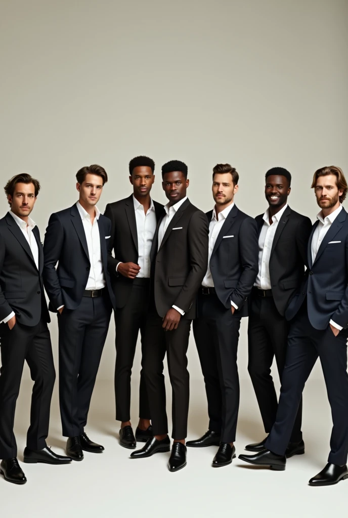 We see a wide shot with the whole “ballet” of well-dressed men, posing as a squad, each one with their own personality, but connected through a new feeling/sense of style/Inspiration.


