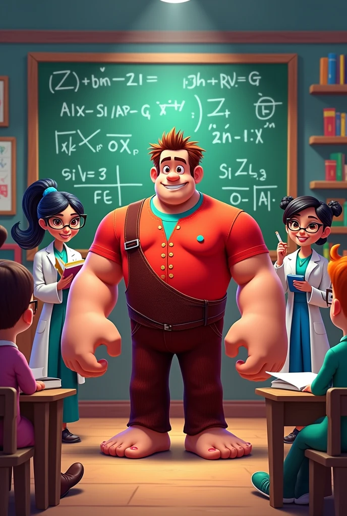 Generate a cover image with the theme of Wreck-It Ralph with more characters with an educational background for a 's course. With the following text on the left side that says "Professor Diego"