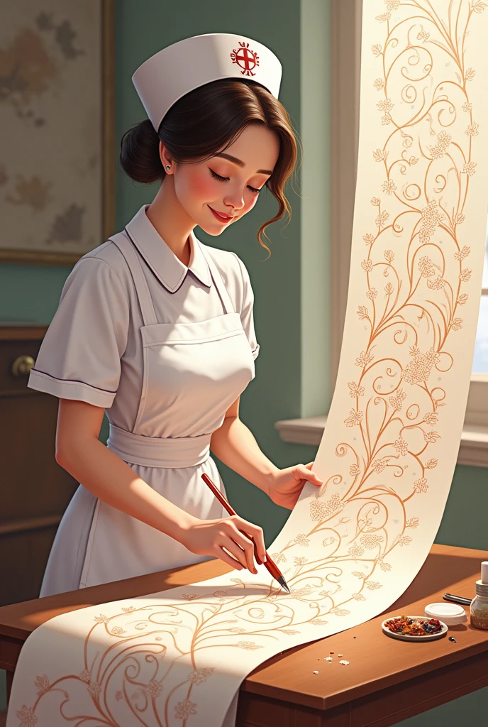 Nurse woman drawing wallpaper 