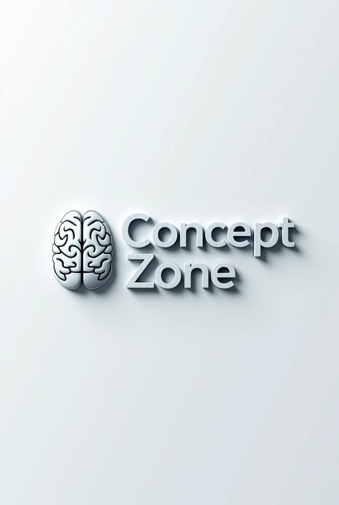 Plain and simple medical Educational Logo with designing text "Concept Zone" 3d with brain logo
