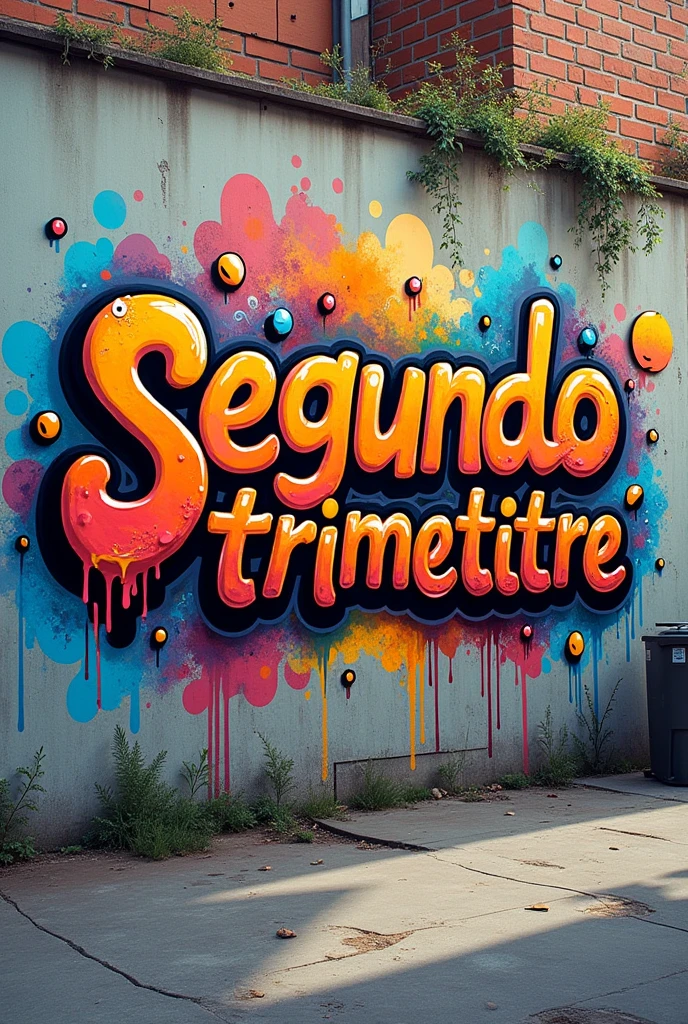 Graffiti that says second trimester in Spanish, Keep in mind that I have to draw it in the notebook. another easier easier but nice