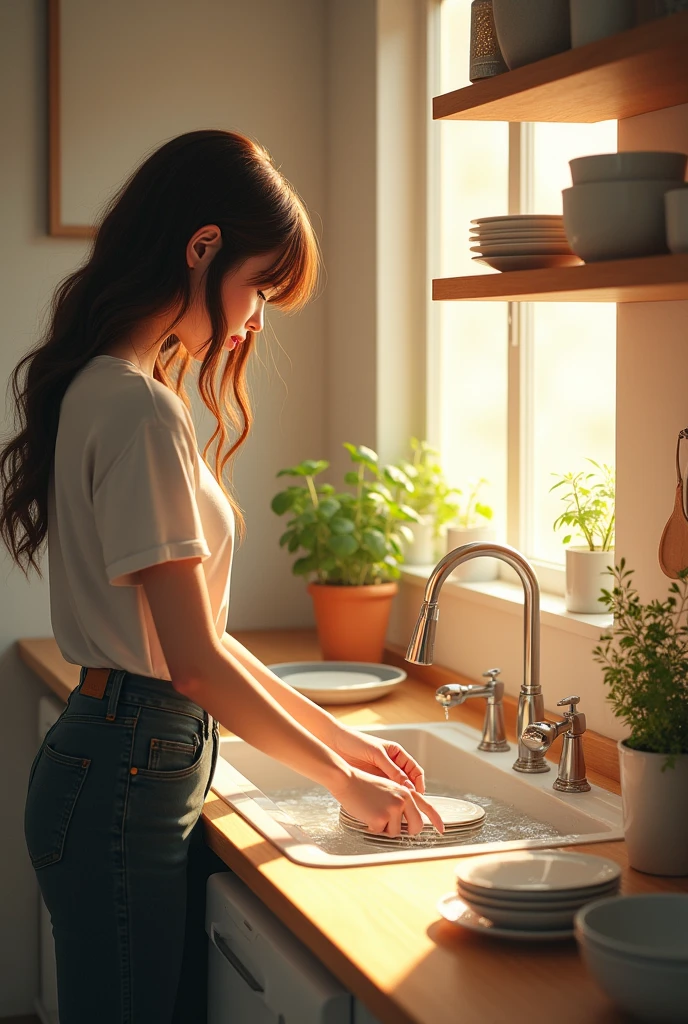 washing dishes