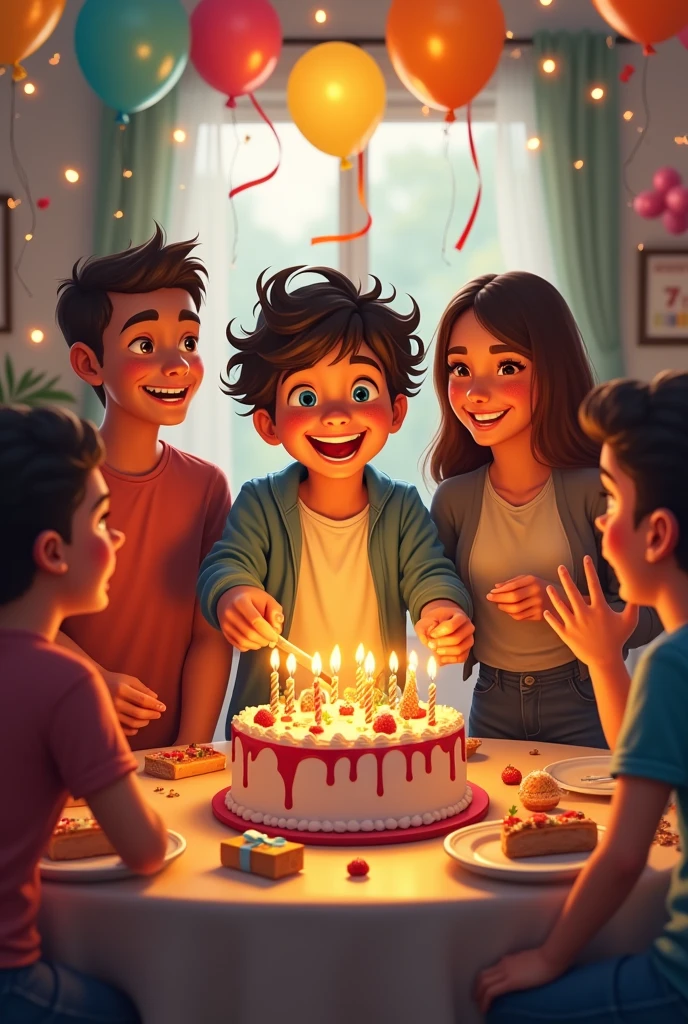 
People celebrating the birthday of a 16-year-old boy named Del Piero.